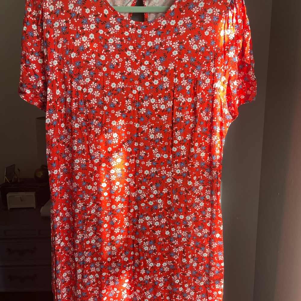 Asos Red Tea Dress With Blue And White Flowers View 2